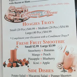 the menu for the restaurant