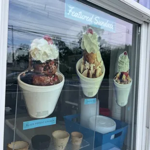 a display of ice creams