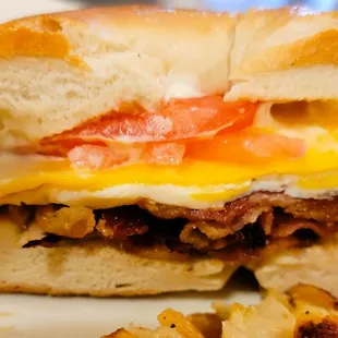 Bacon, Egg, &amp; Cheese Bagel with Tomato added