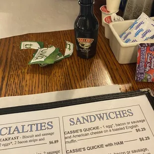 The former occupants of the table left something behind that didn&apos;t get cleaned up.
