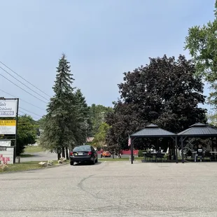 Outdoor dining are and the sign