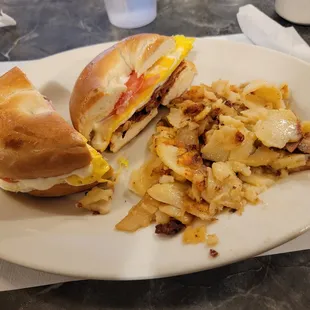 Bacon, Egg, &amp; Cheese Bagel &amp; Home Fries