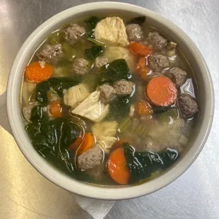 Homemade wedding soup! Homemade soups served daily, call to see what the soup of the days is
