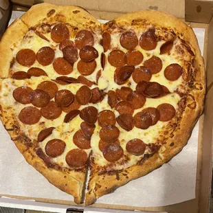 Heart Shaped Pepperoni Pizza