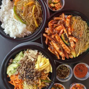 Bimbimbap Spicy squid Japchae