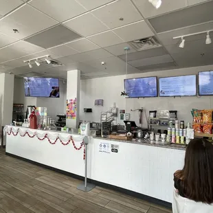 the inside of a restaurant