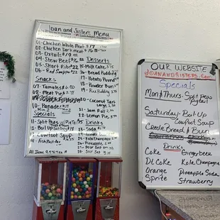 menus on the wall