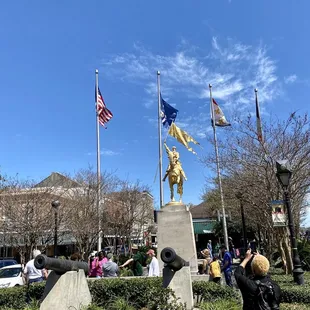The Joan of Arc, Maid of Orleans statue is located where Decatur Street and Peters Street merge