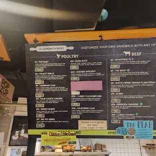 a menu on a blackboard