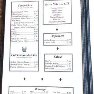 the menu