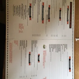 Breakfast and lunch menu