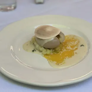 Leeks with soft egg