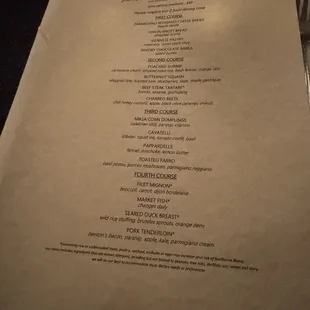 Current fixe prix menu.
