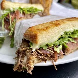 Short Rib Sandwich | arugula, sauteed pickled onions, muenster + some more delicious pickles on the side