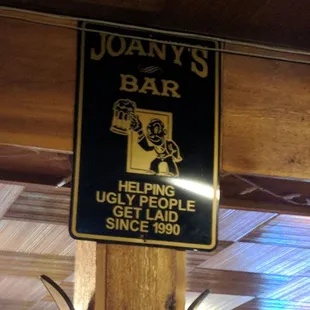 a sign for joany's bar