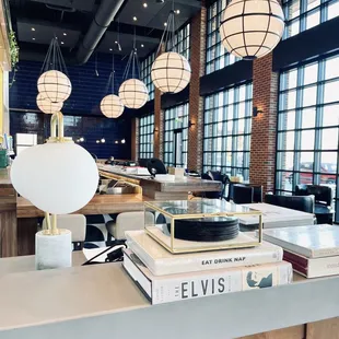 a table with books and a record on it