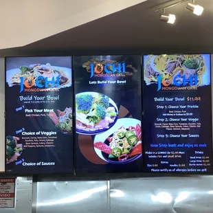 Menu board a restaurant