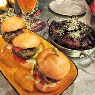 Sliders and chicken wings