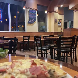 Delicious pizza enjoyed in a pleasant fun friendly clean space.