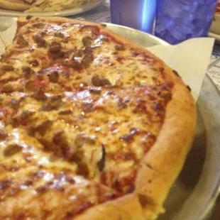 Sausage pizza, new york style crust