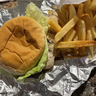 Chicken sandwich and fries