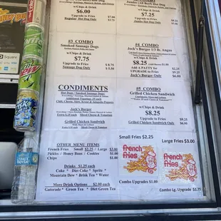 the menu of a food truck