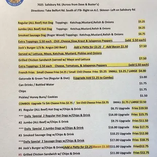 Updated Menu January 13,2025