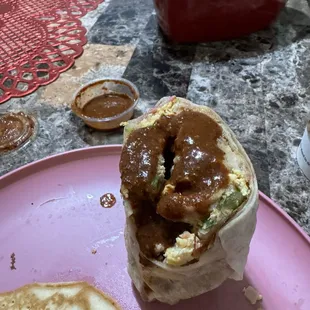 My Delicious half with their hot sauce too!