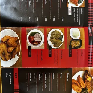 a menu for a restaurant