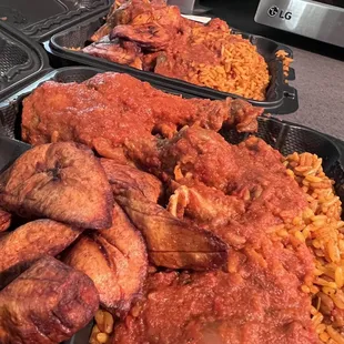 Jollof Rice with Plantains and Chicken
