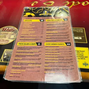 the menu