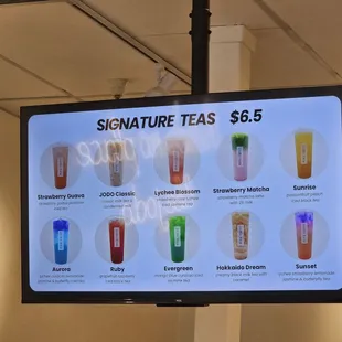 Signature Tea menu