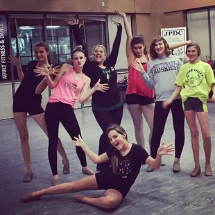 Teen combo class showing off their jazz hands