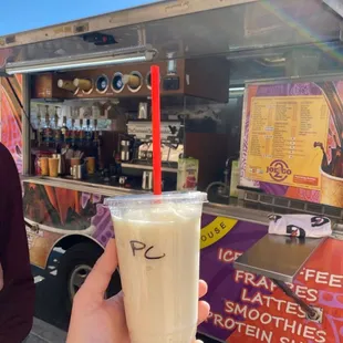 a hand holding a cup of coffee