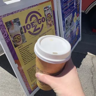 White chocolate mocha--yum! And they were the first food vendor open at the event.