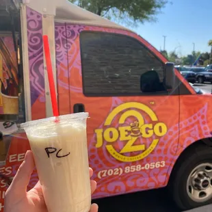 a hand holding a drink