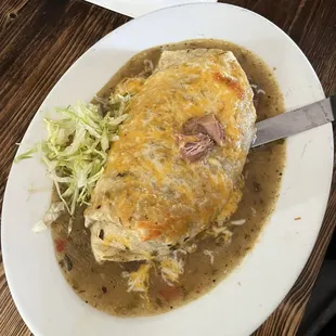 Chile Verde Burrito wet not fried