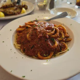 Linguine with Calamari with red sauce