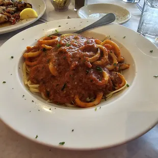 Linguine with Calamari with red sauce