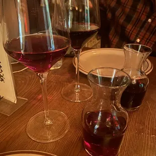 two glasses of wine on a table