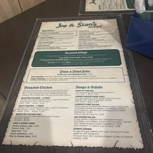 Appetizer menu, chicken menu
