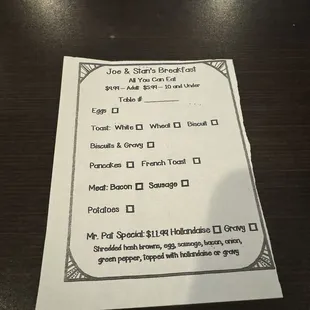 menu