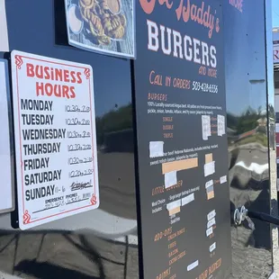 a menu on the side of a truck