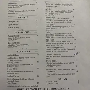 Joe Joe&apos;s menu