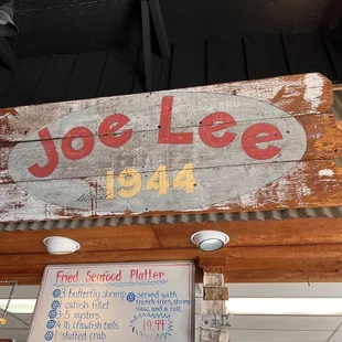 a sign for joe lee&apos;s