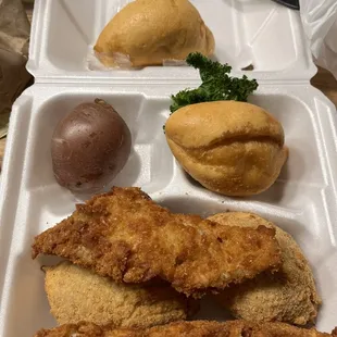 Combo $12. Fried flounder and two stuffed crab.