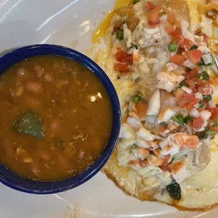 Sour Cream Shrimp with Sour Cream Sauce Enchilada