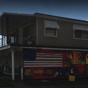 a building with a flag painted on it