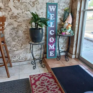 Front entrance  There is a table and chair outside