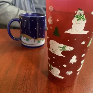 First day of December! Coffee and fresh brewed ice tea.